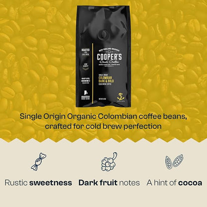 Cold Brew Coffee Colombian Reserve Single Origin Coarsely Whole Bean Coffee - 5 lb. Bag - Dark Roast