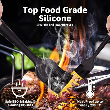 Silicone Basting Pastry Brush - Cooking Brush for Oil Sauce Butter Marinades, Food Brushes for BBQ Grill Kitchen Baking, Baster Brushes Baste Pastries Cakes Meat Desserts, Food Grade, Dishwasher Safe