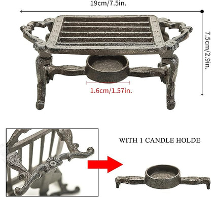 Sungmor Heavy Duty Cast Iron Teapot Dish Warmer Stable Holder for Tealight Stand | Tealight Warmer Decorative Stove for Villa Yard Balcony-Square