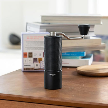 TIMEMORE Chestnut C2S Manual Coffee Grinder Stainless Steel S2C Conical Burr Coffee Grinder, Capacity 25g Hand Coffee Bean Grinder, Double Bearing Positioning, Black