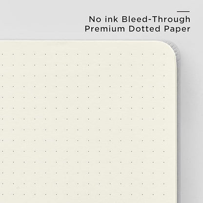 &And Per Se Dotted Journal Notebook, A5 Hardcover Leather Bullet Dotted Journal, 160 Pages 100 gsm Thick Dotted Paper，3 Sheets of Stickers Included - 5.7'' x 8''（Grey）
