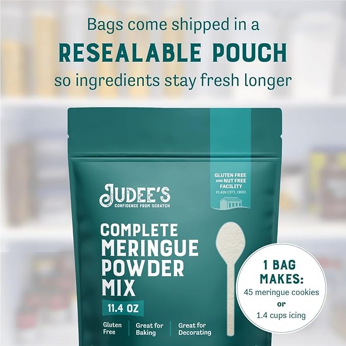 Judee's Gluten Free Complete Meringue Powder Mix - 11.4 Oz for Baking and Decorating - Gluten-Free, Nut-Free, No Preservatives - Make Meringue Cookies, Pies, Frosting, Royal Icing