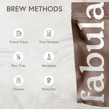 Fabula Low Acid Coffee, USDA Organic Ground Coffee Medium Roast - Non GMO - No Molds - Mycotoxins Pesticides Free - Single Origin Coffee - 12 oz