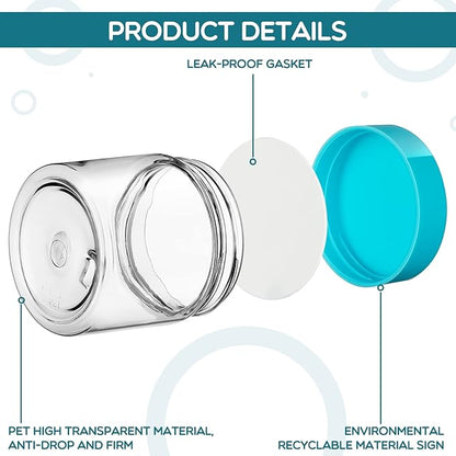 Patelai 4 Pieces Round Wide-mouth Leak Proof Plastic Container Jars with Lids for Travel Storage Makeup Beauty Products Face Creams Oils Salves Ointments DIY Making(2 Ounce,Blue)