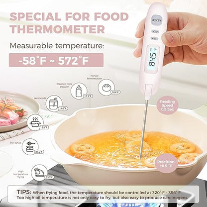 Meat Thermometer Digital - Instant Read Food Thermometer for Cooking Grilling Air Fryer Griddle Probe Kitchen Gadgets Essentials BBQ Grill Smoker Oil Fry Candy Turkey Instant Read Thermometer