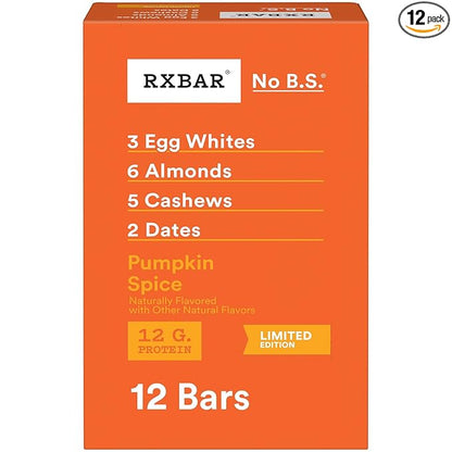 RXBAR Protein Bars, Protein Snack, Snack Bars, Pumpkin Spice, 22oz Box (12 Count)