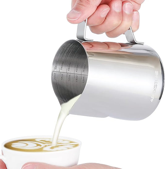 Apexstone Espresso Milk Frothing Pitcher 20 oz, Espresso Steaming Pitcher 20 oz, Coffee Milk Frothing Cup, Coffee Steaming Pitcher 20 oz/600 ml