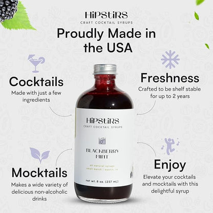HipStirs Blackberry Mint Syrup for Cocktails - Real Ingredients Make our Blackberry Syrup for Drinks Perfect for a Sangria Mix (8 Fl Oz)