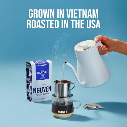 Nguyen Coffee Supply - Truegrit Robusta: Medium Roast Whole Coffee Bean, Vietnamese Single Origin, Direct Trade, Low Acid with High Caffeine Content, Roasted in Brooklyn [5 Ib Bag]
