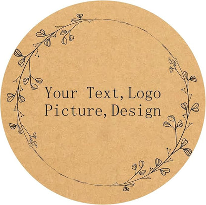 Custom Stickers Kraft Paper Labels Personalized Withe Text, Business Logo Customized Food Jars Labels Bakery Label Sticker Package Favor Canning Circle 100pcs (Style 5)