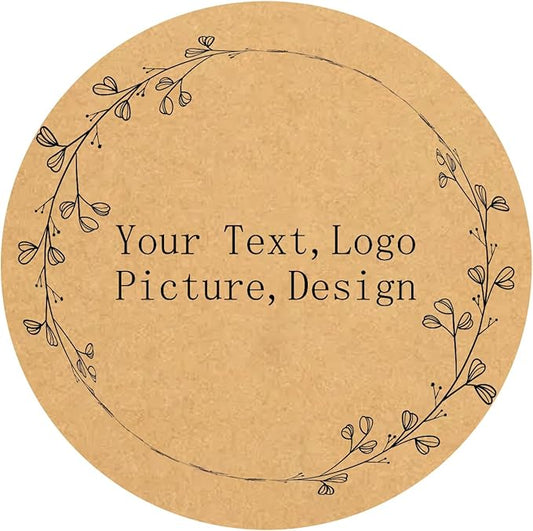Custom Stickers Kraft Paper Labels Personalized Withe Text, Business Logo Customized Food Jars Labels Bakery Label Sticker Package Favor Canning Circle 100pcs (Style 5)