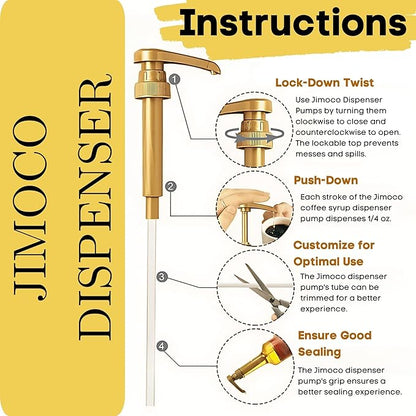 Jimoco® Syrup Pump Dispenser + Torani® CREME DE Banana Syrup, 25.4 oz - Coffee Syrup Pump & Flavoring Bundle