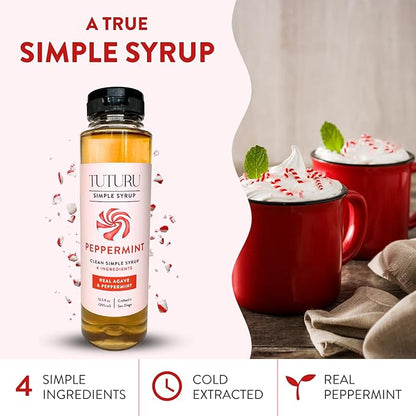 Peppermint Agave Simple Syrup for Coffee, Cocktails, Matcha - Sweetened with Agave Nectar - Infused with Real Peppermint Leaf - 13.5 oz