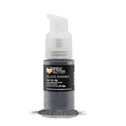 Brew Glitter - Black Shimmer (25g Spray Pump 1x Jar) | Edible Glitter for Drinks, Cocktails, Beer, Garnish & Beverages