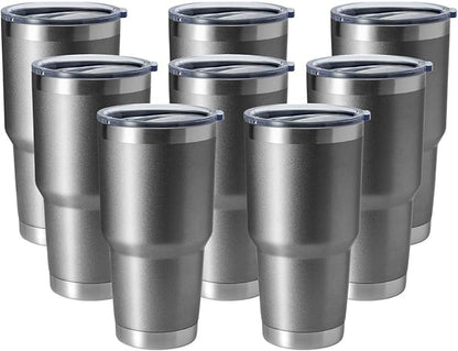 HASLE OUTFITTERS 30oz Stainless Steel Tumbler, Double Wall Vacuum Insulated Travel Mug Tumbler, Durable Insulated Coffee Mug, Gift Box Set (Grey, 8)