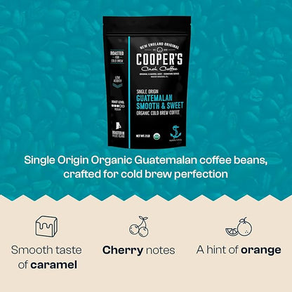 Organic Cold Brew Coffee - Guatemalan Coffee Beans Crafted For Cold Brewing - Ground, Medium Roast, 2 lb