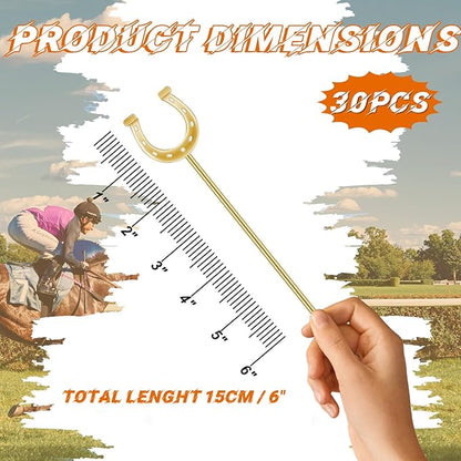 6 Inch Derby Drink Plastic Stirrers Swizzle Sticks for Cocktails Coffee Reusable U Shaped Horseshoe Drink Stirrers for Coffee Beverage Party Bar Weddings Events(Gold,30 Pcs)
