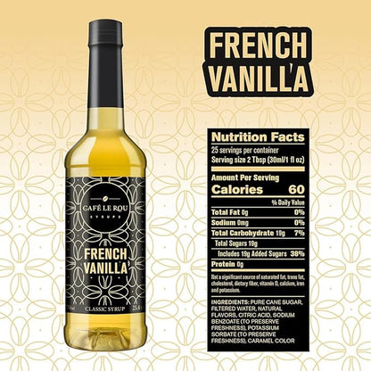 "NEW" Café Le Rou French Vanilla Classic Syrup - 25.4 oz, 1 Pack with 1 Gold Pump Dispensers 25.4 Fl Oz (Pack of 1)