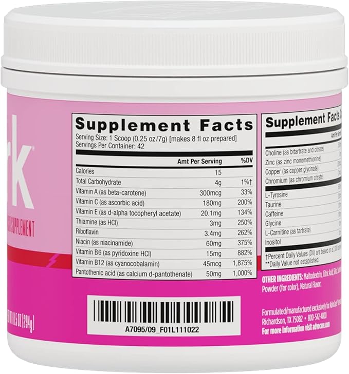 AdvoCare Spark - Energy Drink Mix - Vitamin & Amino Acid Supplement - Supports Energy & Focus - Portable Immune Support - Sugar-Free - Pink Lemonade (10.5 oz)