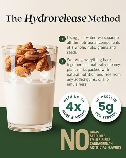 Elmhurst 1925 Unsweetened Almond Milk - 32 Ounce (Pack of 6) Dairy-Free, Vegan, Kosher, No Added Sugar, Shelf Stable Milk Made with Water & Almonds for Healthier, Simpler Plant-Based Alternatives
