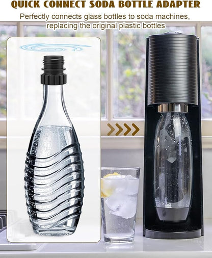Soda Bottle Adapter Fit for Terra Soda Steam Maker and Crystal Glass Bottle 0.7L, Glass Bottles Quick Connect Adapter