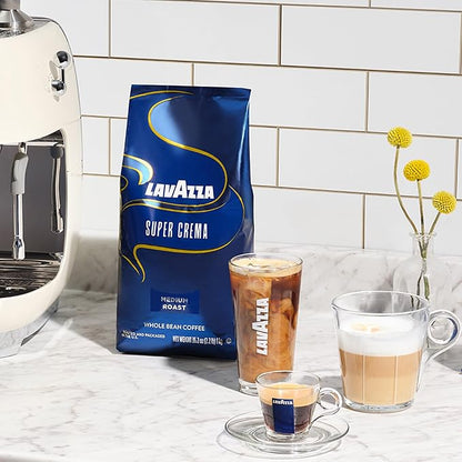 Lavazza Super Crema Espresso medium roast Whole Bean Coffee, 2.2-pound Bag 2-pack