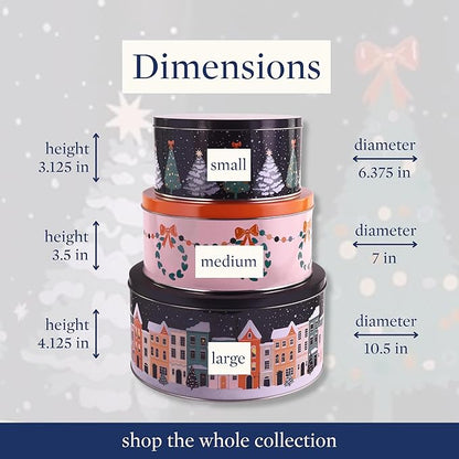 Steel Mill & Co Tin Containers with Lids, 3 Pack Christmas Cookie Tins, Festive Cookie Tins for Gift Giving & Holiday, Large Medium Small, Twas the Night Before Christmas