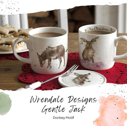 Royal Worcester Wrendale Designs 14 oz Mug, Gentle Jack - Fine Bone China with Donkey Motif - Woodland Themed Tea Mug for Cozy Cottagecore Homes - Safe Ceramic Drinkware for Daily Use