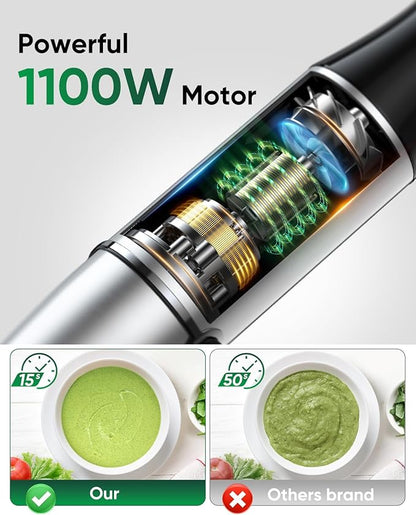 Immersion Blender Handheld 5 IN 1 Set 1100W, Hand Blenders Hand Mixer with Whisk, Chopper, Beaker, Egg Beaters, Stainless Steel Scratch Resistant