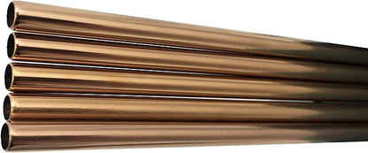 10 Pcs Stainless Steel Straws, Reusable Drinking Straws, Straight Metal Straw Sets with 2 Pcs Cleaning Brushes (10.5 Inch, Rose Gold)