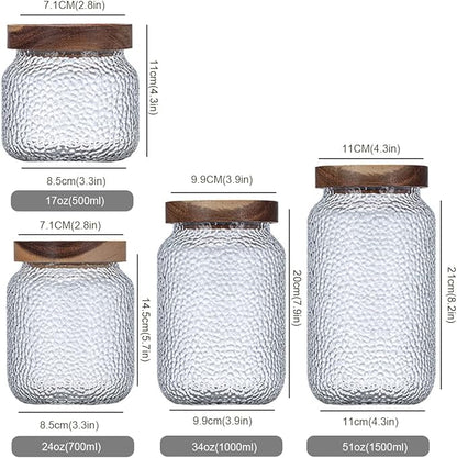 Glass Storage Jar, Food Storage Container with Airtight Bamboo Wooden Lid, Kitchen Canisters For Tea,Coffee Bean, Sugar, Candy, Cookie, Spice (1500ml, 51 Ounce)