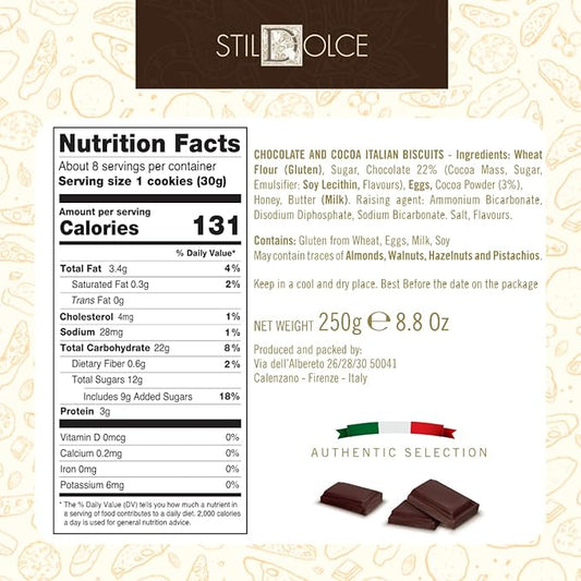 Italian Semi-Soft Chocolate Biscotti | Made in Tuscany, Italy | Stildolce Traditional Authentic Biscuits