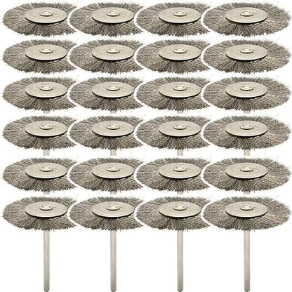 20PCS T-shaped Wire Brushes - Metal Rust Removal, Polishing, Cleaning - 38mm Diameter, 3mm Shaft - Removes Burrs, Dust, and Oxide Layer - Handles Rough Surfaces - Designed for Industrial and DIY Use