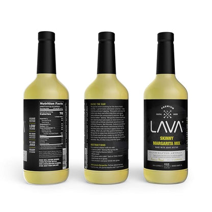 LAVA Premium Skinny Margarita Mix by LAVA Craft Cocktail Co., Low Calorie Margarita Mix Made with Key Lime Juice, Agave, No Artificial Sweeteners, Lots of Flavor and Ready to Use, 1-Liter (33.8oz)