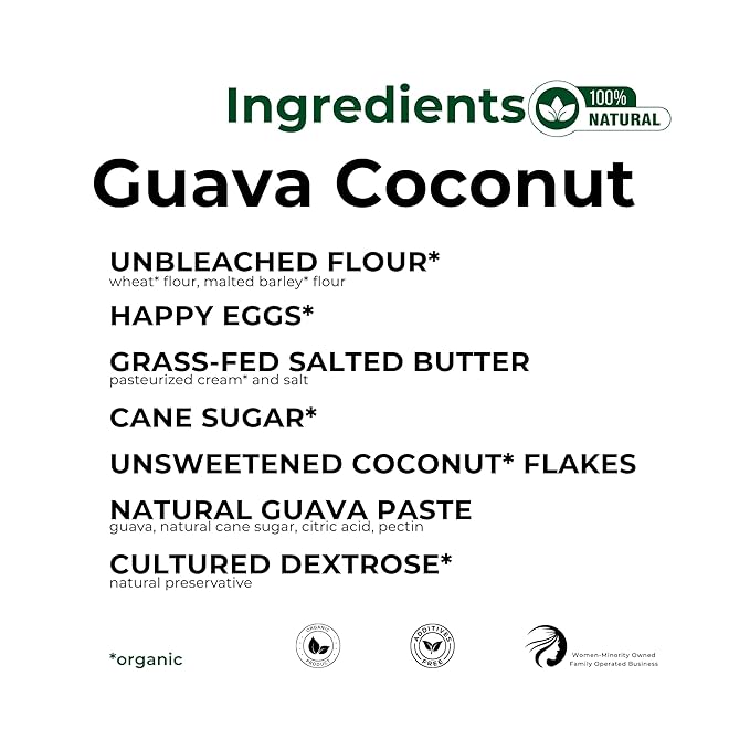 The Panza Guava Coconut Gourmet Cookie Snack Thin & Crispy | Organic, Non-GMO, 100% Natural Ingredients | Signature Jar 4.3 oz