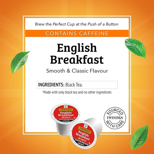Twinings English Breakfast Black Tea 72 K-Cup Pods for Keurig, 12 Count (Pack of 6) Smooth, Flavourful, Robust, Caffeinated, Enjoy Hot or Iced
