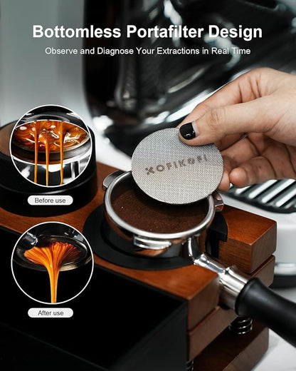 58mm Bottomless Portafilter For Breville, 2 Ears Slim Naked Portafilter Fits Breville Espresso Machines BES900XL, BES920XL, BES980XL, BES990BSS with Aluminum Handle, 18g Double Shot Filter Basket