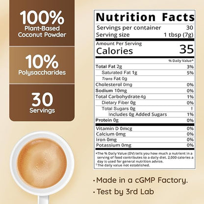 Veltracha Mushroom Coffee Creamer, Superfood Coconut Creamer Powder with 6 Adaptogenic Mushrooms - Reishi, Turkey Tail, Lions Mane, Non-Dairy Coconut Powdered Creamer for Energy & Focus & Digestion, 30 Servings, Mocha