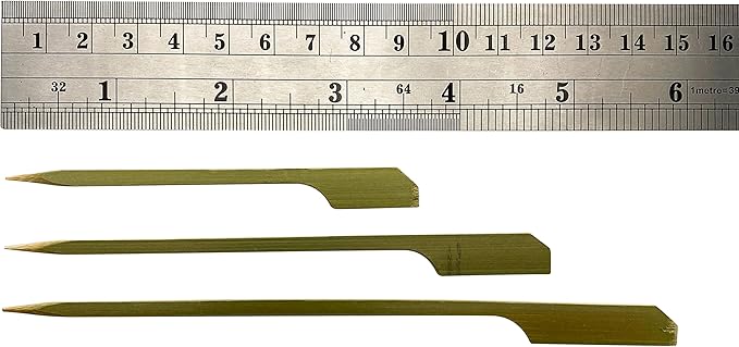 200 Count | KingSeal Natural Green Bamboo Wood Paddle Picks, Skewers for Appetizers and Cocktails, 3.5 Inches - 2 Packs of 100