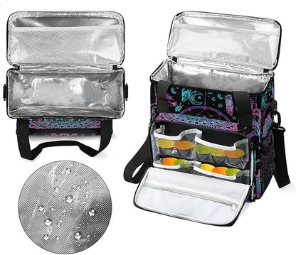 Dreamcatcher Feather Coffee Maker Carring Bag Travel Carrying Storage Tote Bag Compatible with Keurig K-Mini or K-Mini Plus Portable Single Serve Coffee Brewer Case with Pockets for K-cup Pods