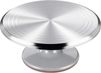 12 Inch Round Aluminum Tall Revolving Cake Decorating Stand,Cake Turntable, Rotating Cake Stand,Cake Spinner Turntable for Decorating,Cake Turntable for Decorating,Professional Cake Decorat Spin Kit