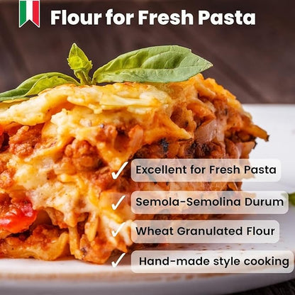 POLSELLI Fresh Pasta Flour, 100% Soft Wheat, 5 kg (11 lbs) Tipo 00, Bread Machine or Handmade Pasta for Bread, Gnocchi, Product of Italy