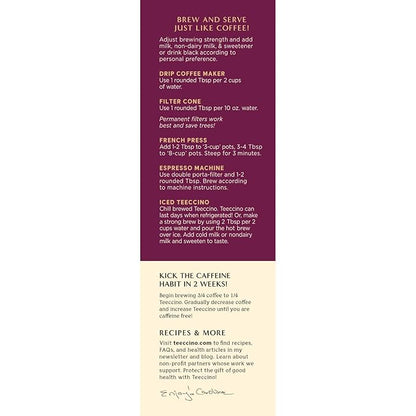 Teeccino Almond Amaretto Chicory Coffee Alternative - 11 Ounce - Ground Herbal Coffee That’s Prebiotic, Caffeine Free & Acid Free, Medium Roast