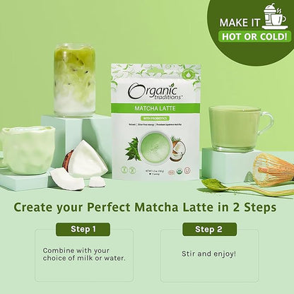 Organic Traditions Matcha Latte Green Tea Powder | Premium Authentic Japanese Matcha | Sourced in Japan | 150g/5.3oz Bag