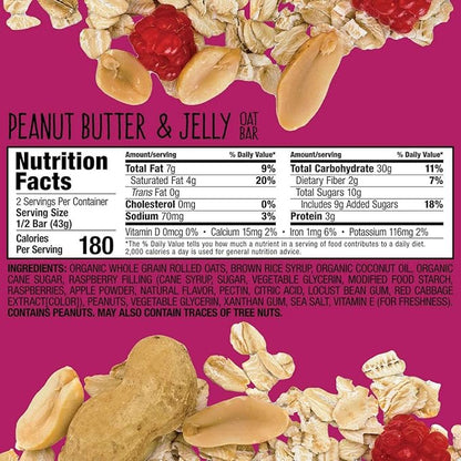 Bobo's Oat Bars, Peanut Butter and Jelly, 3 oz Bar (12 Pack), Gluten Free Whole Grain Snack and Breakfast Bar