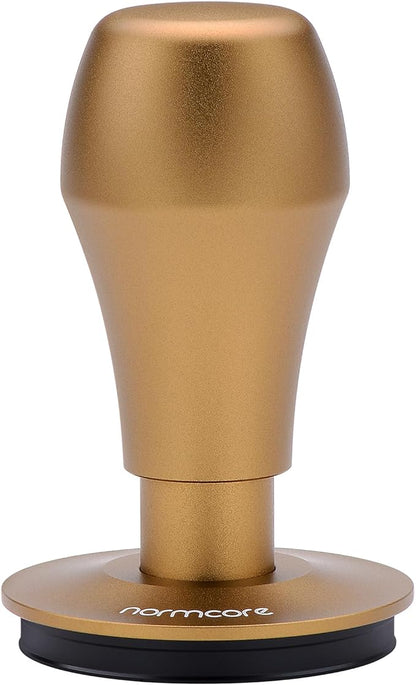 Normcore 58.5mm Coffee Tamper V4, Espresso Barista Hand Tamper, Spring Loaded Tamper With Titanium PVD Coating Flat Base, Bronze Anodized Aluminum Handle, Compatible with 58mm Espresso Machine