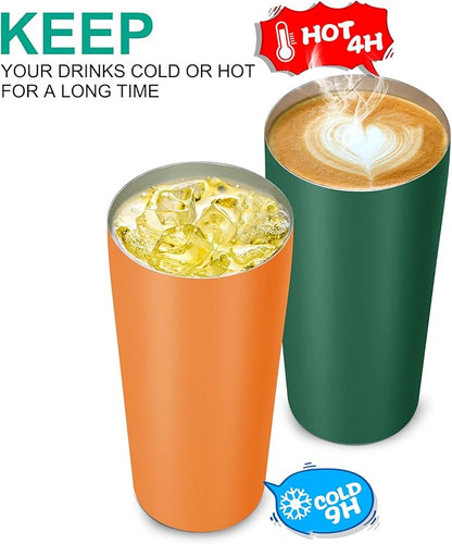 VEGOND 20oz Tumbler Stainless Steel Tumbler with Lid And Straw Vacuum Insulated Double Wall Travel Coffee Mug(orange package 12)