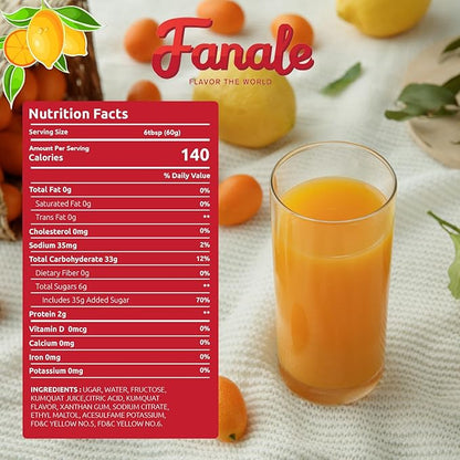 Fanale Premium Flavoring Concentrated Syrup for Bubble Tea 11 lb | Kumquat Flavor Syrup | for Boba Tea, Smoothies, Slushes, Desserts | 11lb | Pack of 4 | SRP150-CS