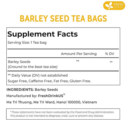 FreshDrinkUS, Premium 120 Barley Tea Bags, 100% Natural & Pure from Barley. Herbal Tea. Made with Natural Material Tea Bags. No Sugar, No Caffeine, No Gluten, Vegan.