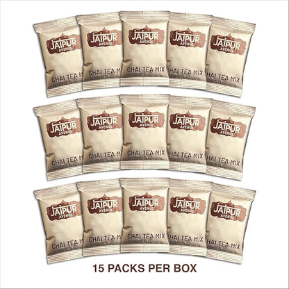 Jaipur Avenue Cardamom Chai Tea Mix Crafted with All-Natural Assam Black Tea, Cardamom, Cane Sugar, and Premium Dry Milk - Preservative-Free, Gluten-Free, Authentic Indian Chai Tea Latte (15 Servings)